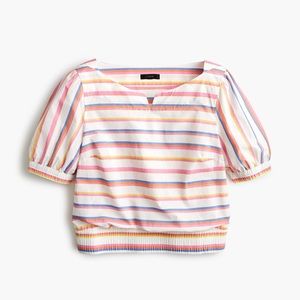 JCrew CROPPED CINCHED-WAIST TOP IN SORBET STRIPE